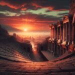 Sonnenaufgang am antiken Theater von Side - Bild