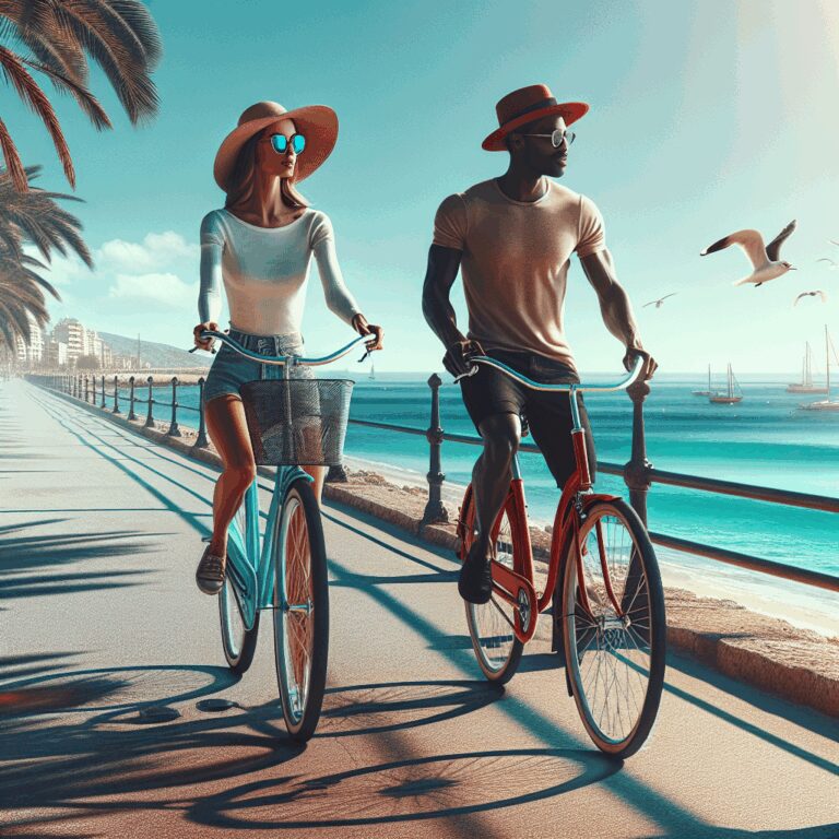 Mit dem Fahrrad durch die Küstenpromenade fahren - Bild