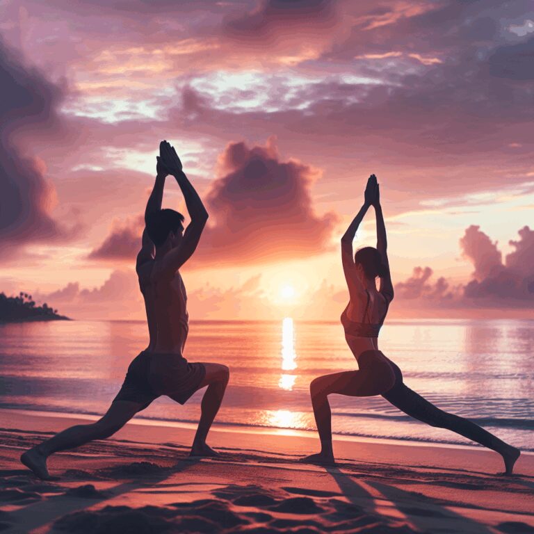 Yoga bei Sonnenaufgang mit Blick aufs Meer - Bild